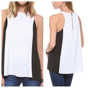 Alice + Olivia Color Block Zipper Detail Tank Top Lindsay Blouse Medium